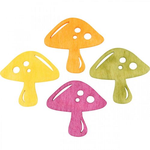 položky Houby rozsypané dekorace, podzimní dekorace, houby štěstí na zdobení oranžová, žlutá, zelená, růžová V3,5/4cm Š4/3cm 72 kusů