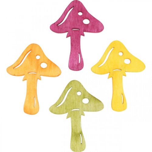 Floristik24 Sypané houby, podzimní dekorace, houby štěstí na zdobení oranžová, žlutá, zelená, růžová V3,5 / 4cm Š4 / 3cm 72ks