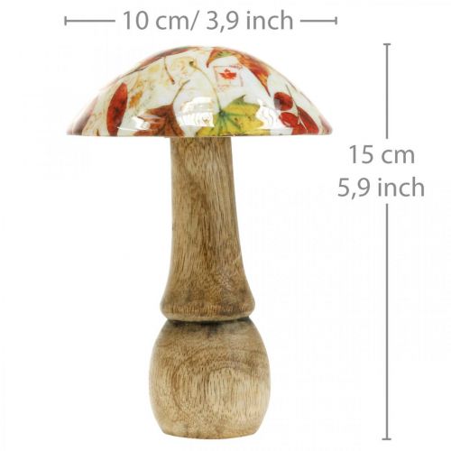 položky Dřevěná houbová dekorace podzimní listí bílá, barevná houbová dekorace na stůl Ø10cm V15cm