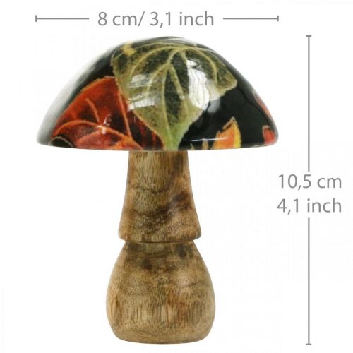 Floristik24 Dřevěné houbové listy podzimní dekorace houba mangové dřevo černé, barevné Ø8cm V10,5cm