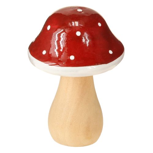 Dřevěné houby, muchomůrky, dekorace, dřevo, FSC, červenohnědé, V 6,5/7 cm, 4 kusy