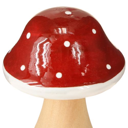 Floristik24 Dřevěné houby, muchomůrky, dekorace, dřevo, FSC, červenohnědé, V 6,5/7 cm, 4 kusy