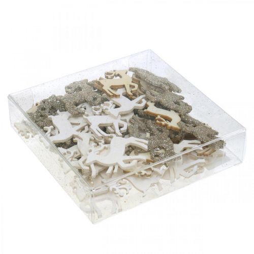 Floristik24 Bodová dekorace Vánoční jelen dřevěná dekorace 4cm 72 ks