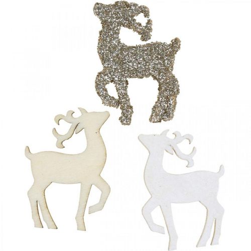 Floristik24 Bodová dekorace Vánoční jelen dřevěná dekorace 4cm 72 ks