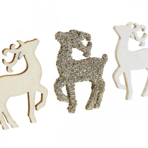 Floristik24 Bodová dekorace Vánoční jelen dřevěná dekorace 4cm 72 ks