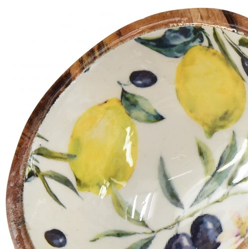 Floristik24 Dřevěná miska s motivem mangového dřeva citron olivy Ø13,5cm V7cm
