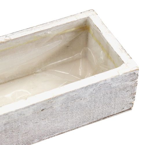 Floristik24 Dřevěná miska na výsadbu bílá 30cm x 9cm x 6cm