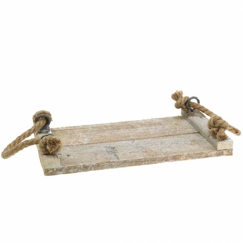 Floristik24 Dřevěný tác s provazovými uchy 35cm x 20cm H15cm