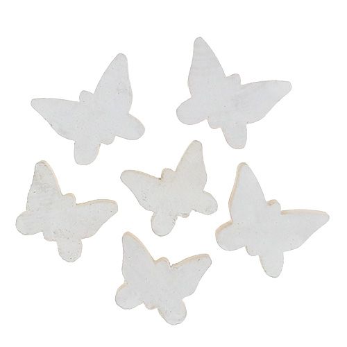 Floristik24 Dřevěný motýlek bílý 2,8 cm - 3,3 cm 28 kusů