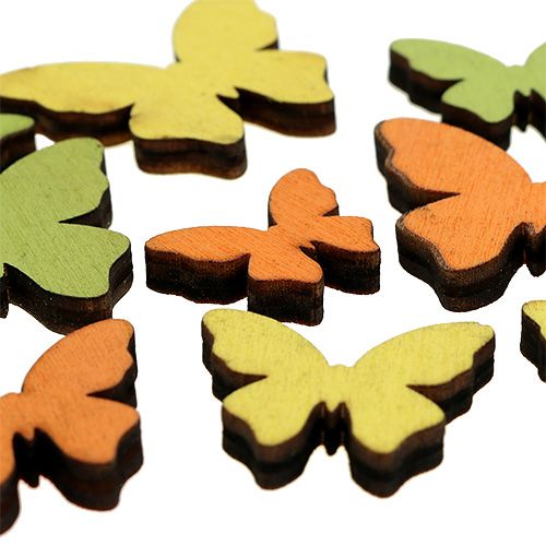 Floristik24 Dřevěný motýl 2,5-4cm oranžový, zelený, žlutý 36ks