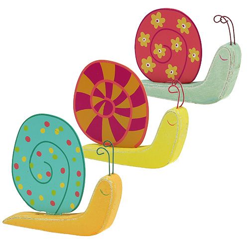 Floristik24 Dřevěný šnek 10,5 x 9cm barevný 6ks