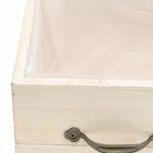 Floristik24 Květináč dřevěná zásuvka krémová 15×15cm/12×12cm sada 2 ks