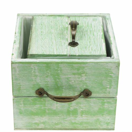 položky Květináč dřevěná zásuvka světle zelená 15x15/12x12cm sada 2 ks