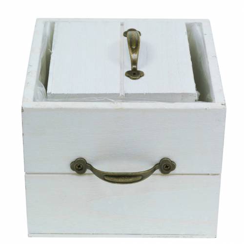 položky Květináč dřevěná zásuvka bílá 15x15/12x12cm sada 2 ks