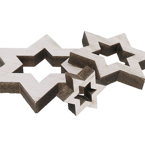 Floristik24 Dřevěná hvězdicová směs 2,5cm - 7cm nabílená 35p