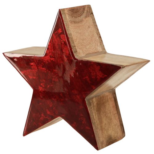 položky Dřevěná hvězda přírodní dekorace červená hvězda z mangového dřeva Ø24x10cm