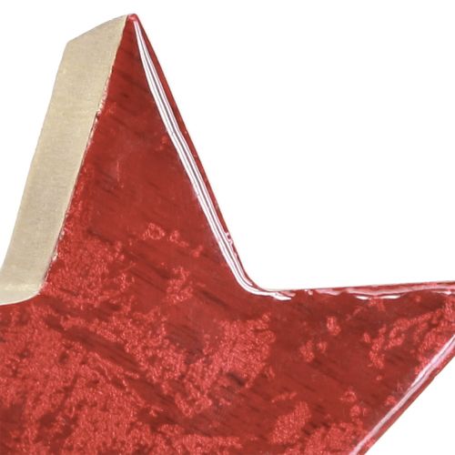 Floristik24 Dřevěná dekorace na stůl hvězda červená přírodní hvězda mango dřevo Ø10cm 3 ks