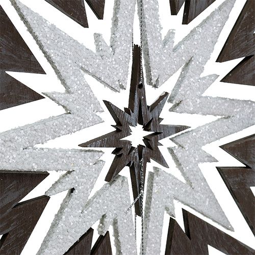 položky Dřevěná hvězda na zavěšení šedá, bílá 48cm x 40cm
