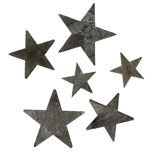 Floristik24 Dřevěná hvězda na rozptyl šedá 2,7-5cm 72ks
