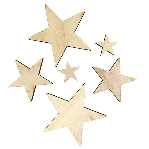 Dřevěné hvězdičky 2,5cm -7cm přírodní 48 ks