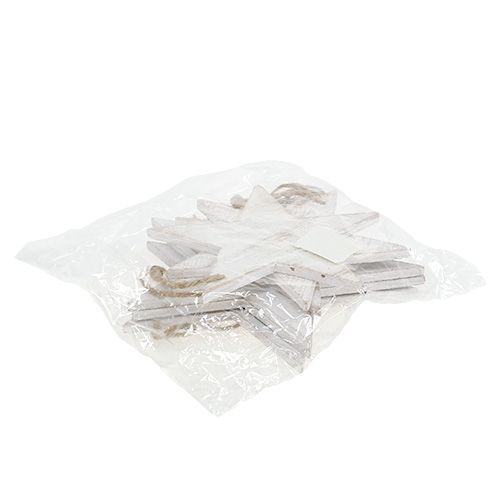 Floristik24 Dřevěné hvězdičky na zavěšení 9/13cm bílé 12 ks