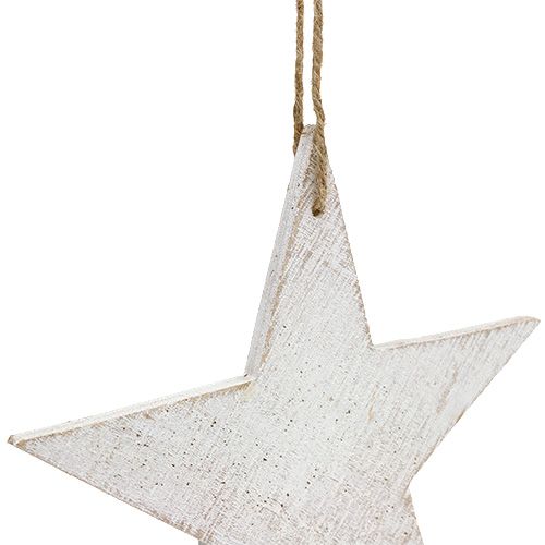 Floristik24 Dřevěné hvězdičky na zavěšení 16,5cm / 20cm bílé 6ks