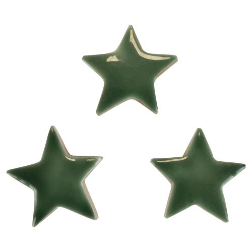 Floristik24 Dřevěné hvězdičky Vánoční dekorace rozptylová dekorace zelený lesk Ø5cm 8ks