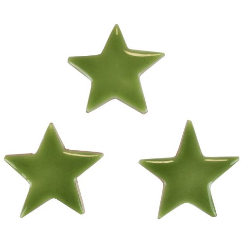 Floristik24 Dřevěné hvězdy Vánoční ozdoby rozptýlené ozdoby lesklé světle zelené Ø5cm 8ks