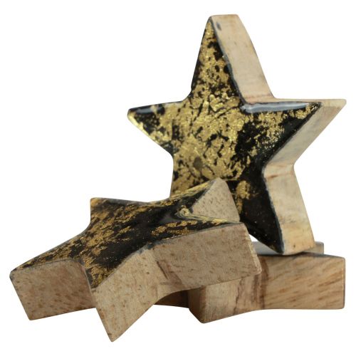 položky Dřevěné hvězdy vánoční černozlatá lesk Ø5cm 8ks