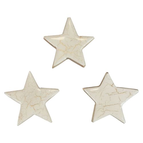 Floristik24 Dřevěné hvězdičky ozdobné hvězdičky bílé zlato praskající dřevo Ø5cm 8ks