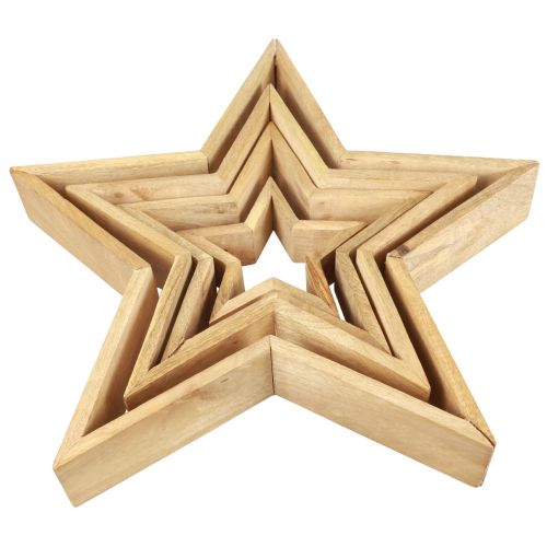 Dřevěné hvězdičky dřevěná dekorace dřevěné dekorační hvězdičky 16,5–46,5 cm sada 4ks