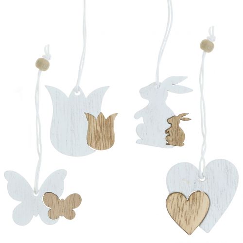 Floristik24 Dekorační věšák jarní bílá / příroda 12ks