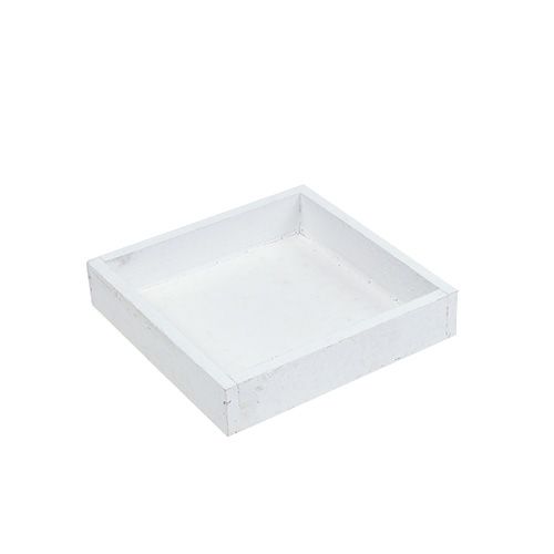 Floristik24 Dřevěný tác bílý tác čtvercový 14cm × 14cm × 3cm 5ks
