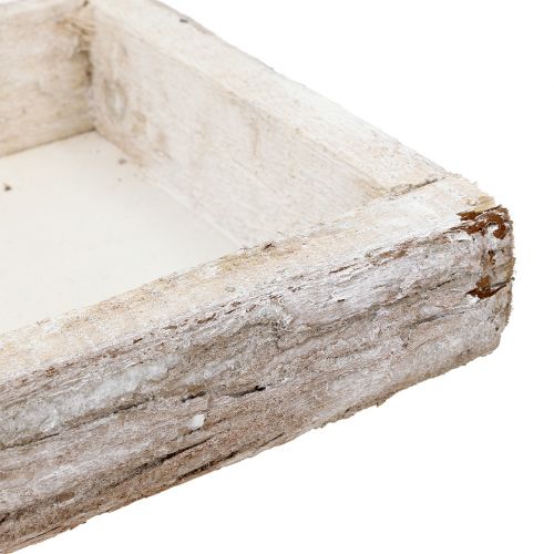položky Dřevěný podnos s kůrou přírodní nabílený 59×20cm 2ks