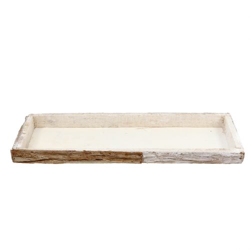 položky Dřevěný podnos s kůrou přírodní nabílený 59×20cm 2ks