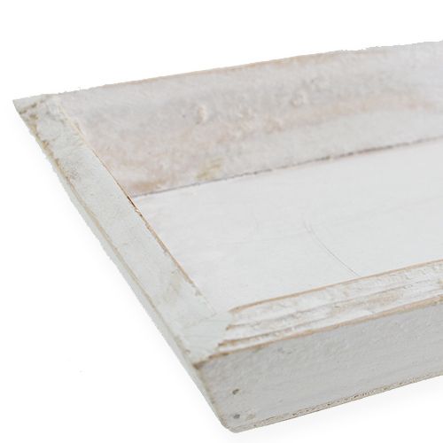 Floristik24 Dřevěná mísa bílá 35cm x 11cm
