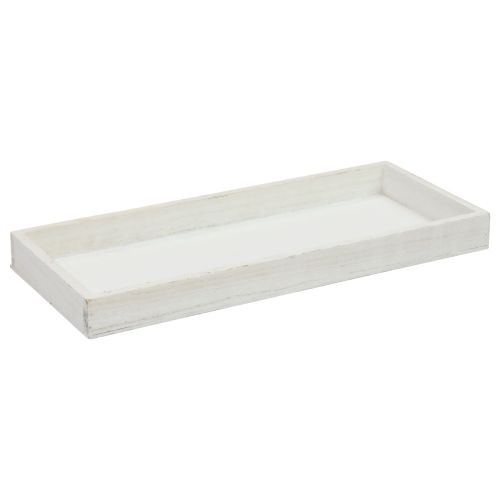 Floristik24 Dřevěný tác bílý dekorační tác shabby chic dřevo 35×15×3cm