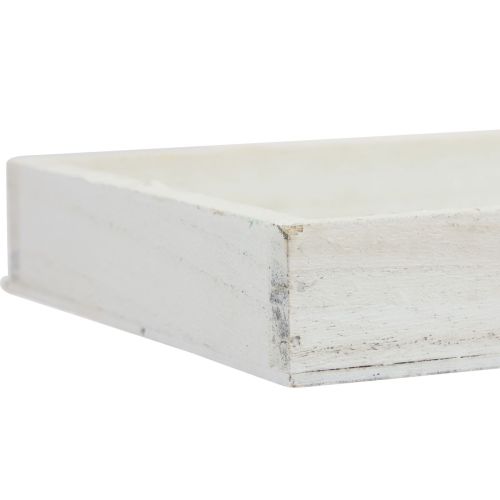Floristik24 Dřevěný tác bílý dekorační tác shabby chic dřevo 35×15×3cm