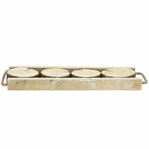 Floristik24 Dekorativní podnos dřevěný s plátky stromů 34 cm x 12 cm V3 cm