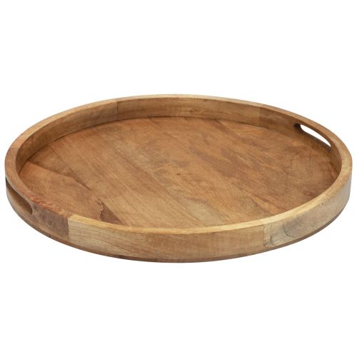 Floristik24 Dřevěný tác kulatý servírovací tác přírodní mangovníkové dřevo Ø48cm V4cm