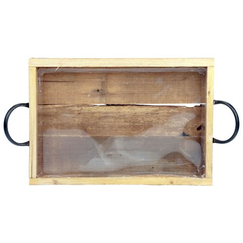 položky Dřevěný podnos s uchy ozdobný podnos přírodní černý 40×27,5×5cm
