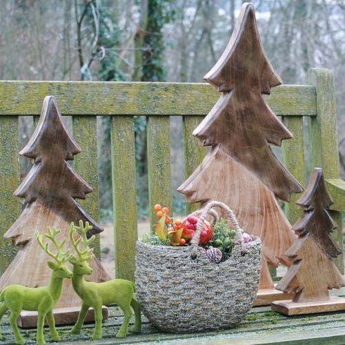 Floristik24 Dřevěná jedle glazovaná přírodní, bílé mangové dřevo V29cm