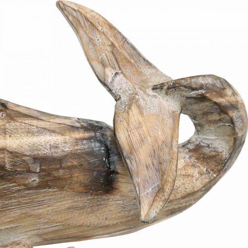 Floristik24 Dřevěná dekorační dřevěná velryba námořní dekorace Teak Nature 29cm