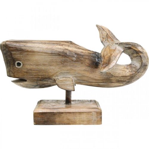 Floristik24 Dřevěná dekorační dřevěná velryba námořní dekorace Teak Nature 29cm