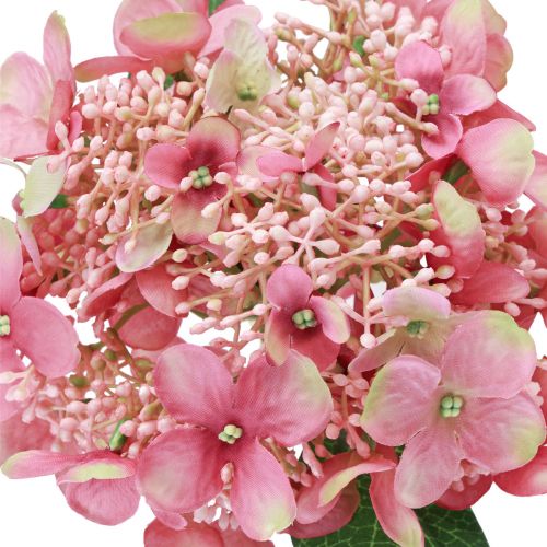 položky Hortenzie umělá růžová a zelená zahradní květina s poupaty 52cm