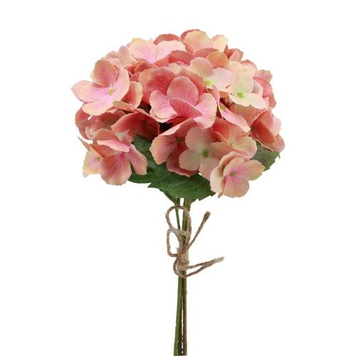 Floristik24 Hortenzie umělá latová hortenzie růžová lososová 35cm 3ks