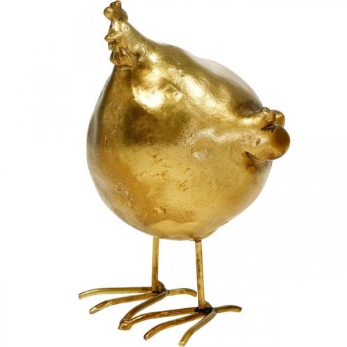 položky Deco kuře Velikonoční dekorace figurka zlatá kulatá, V10 cm 2ks