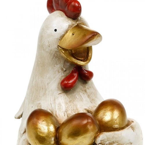 Floristik24 Velikonoční kuře, ozdobná slepice, kuře se zlatými vejci, velikonoční figurka V24cm