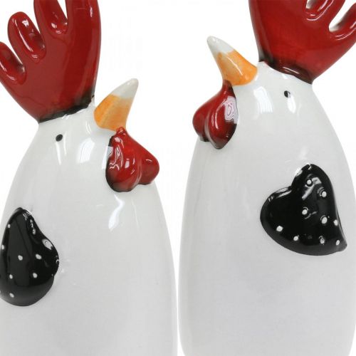 položky Keramické kuře Red White Kohout Stolní dekorace 7×6×15cm 2 ks