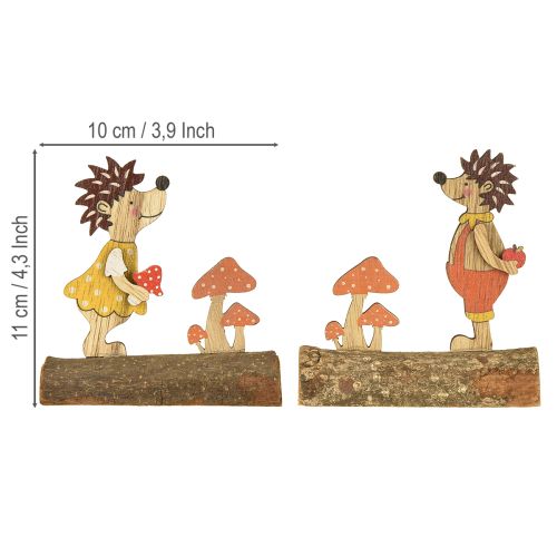 položky Ježek s houbami, podzimní figurka dřevěný ježek žlutooranžový, výška 11 cm, sada 6 kusů